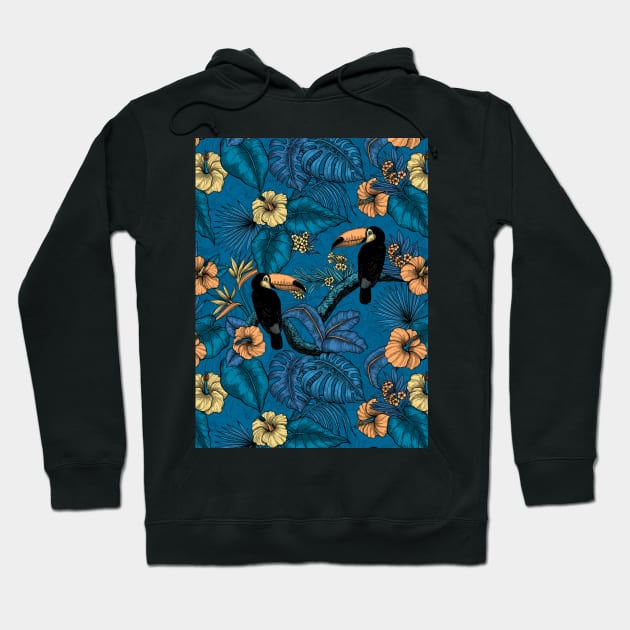 Toucan garden in blue Hoodie by katerinamk